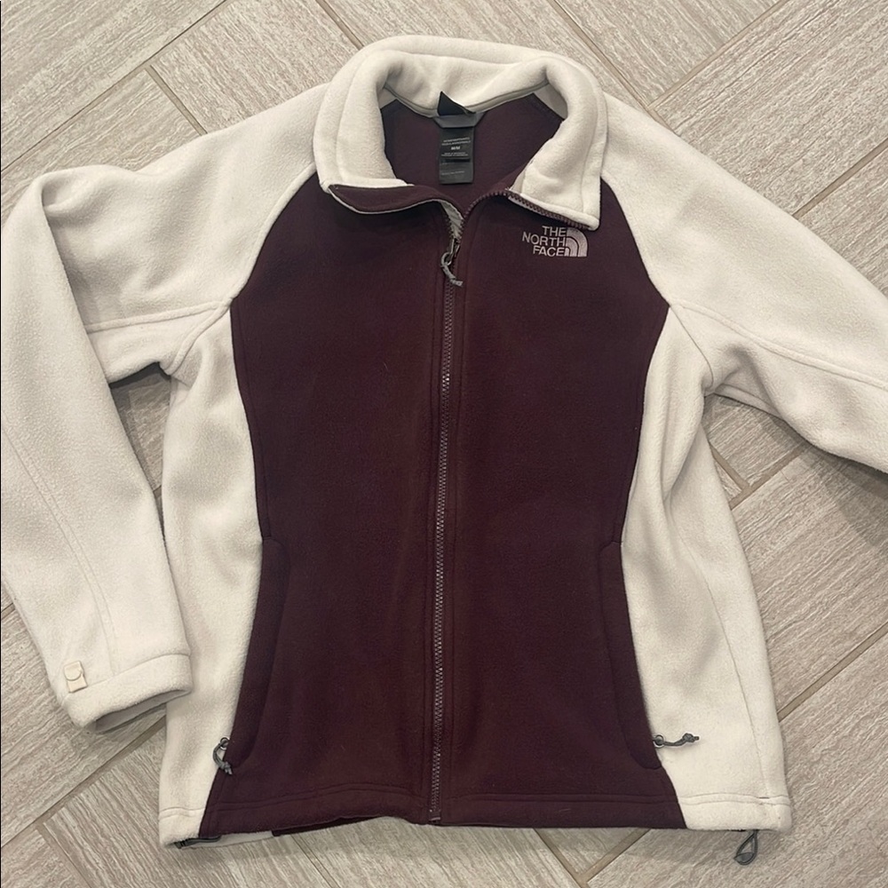 The North Face White and plum fleece jacket